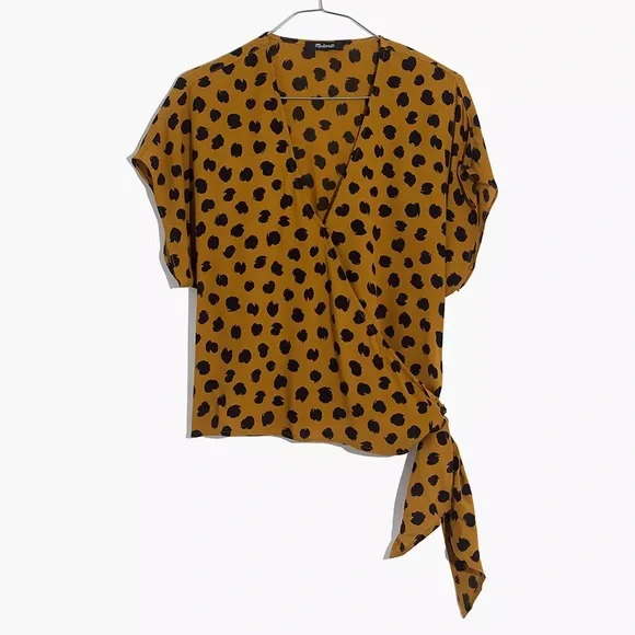 Madewell Leopard Wrap Top, Sz Small - Picture 3 of 7